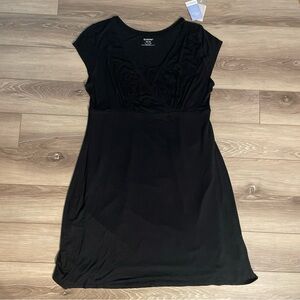 NWT Motherhood Maternity Cross Front Lined Slimming Black Nursing Midi Dress XL